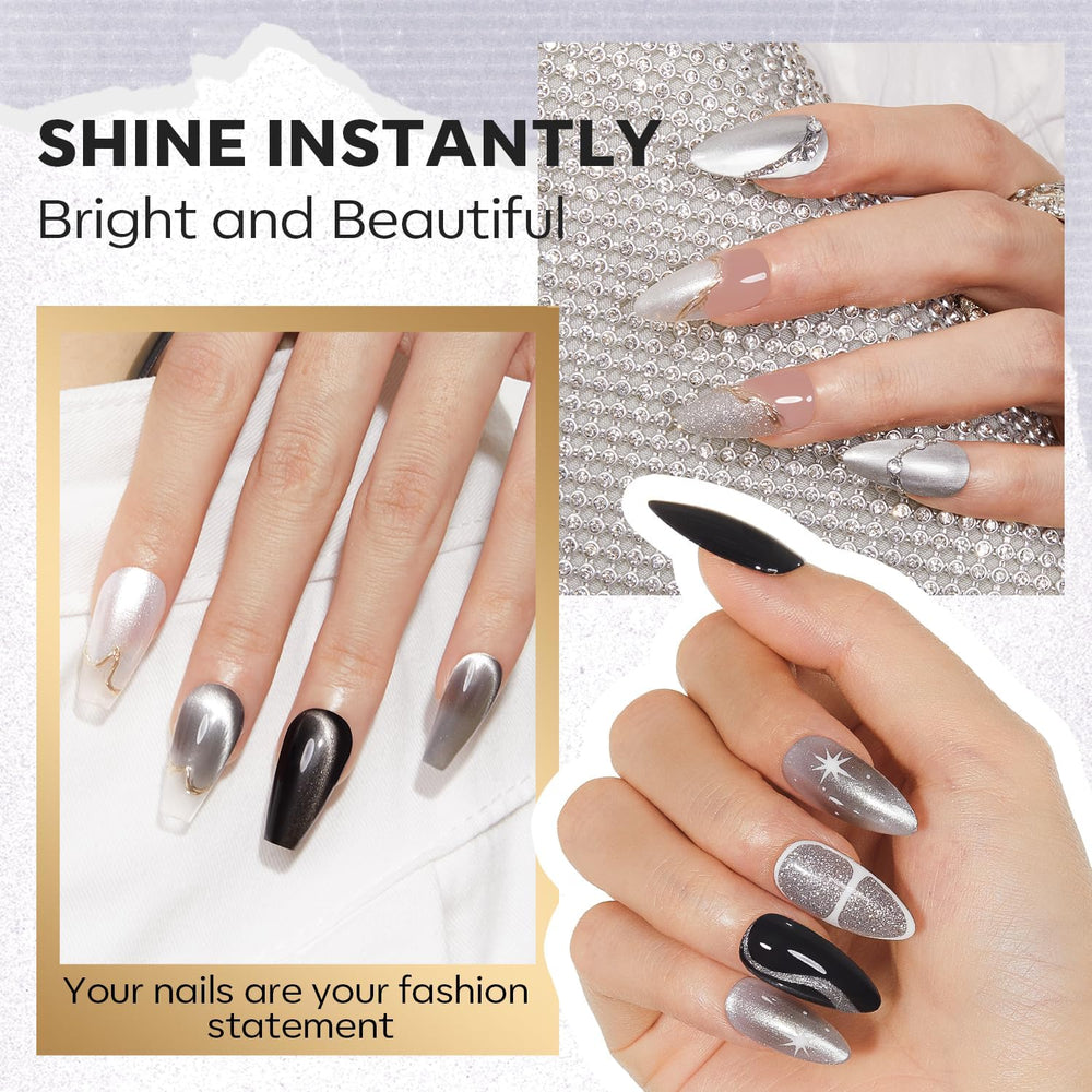 Modelones salon-gloss finish dries quickly for ready-to-wear nails.