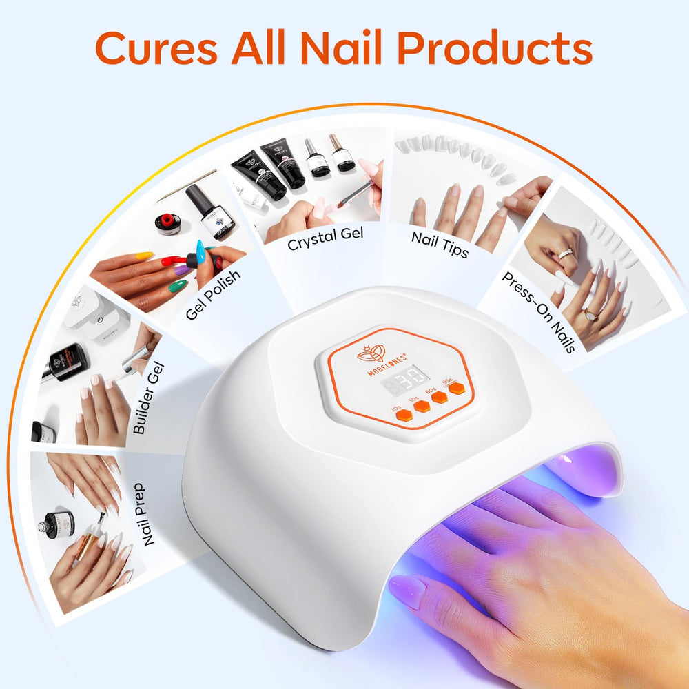 Modelones UV LED Nail Lamp control panel with four timer options for precise gels.