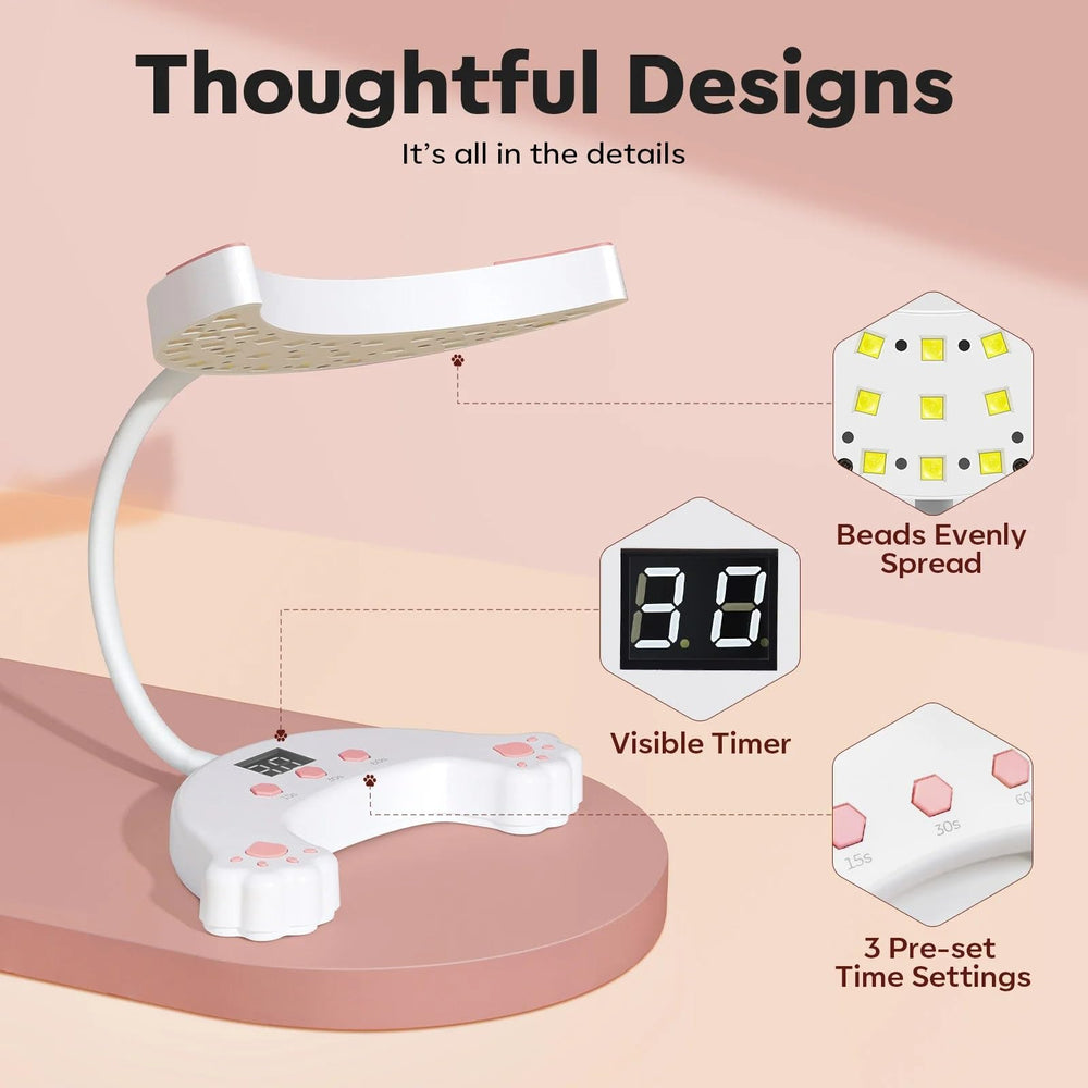 modelones UV LED Nail Lamp uses 33 UV+LED beads for efficient curing.