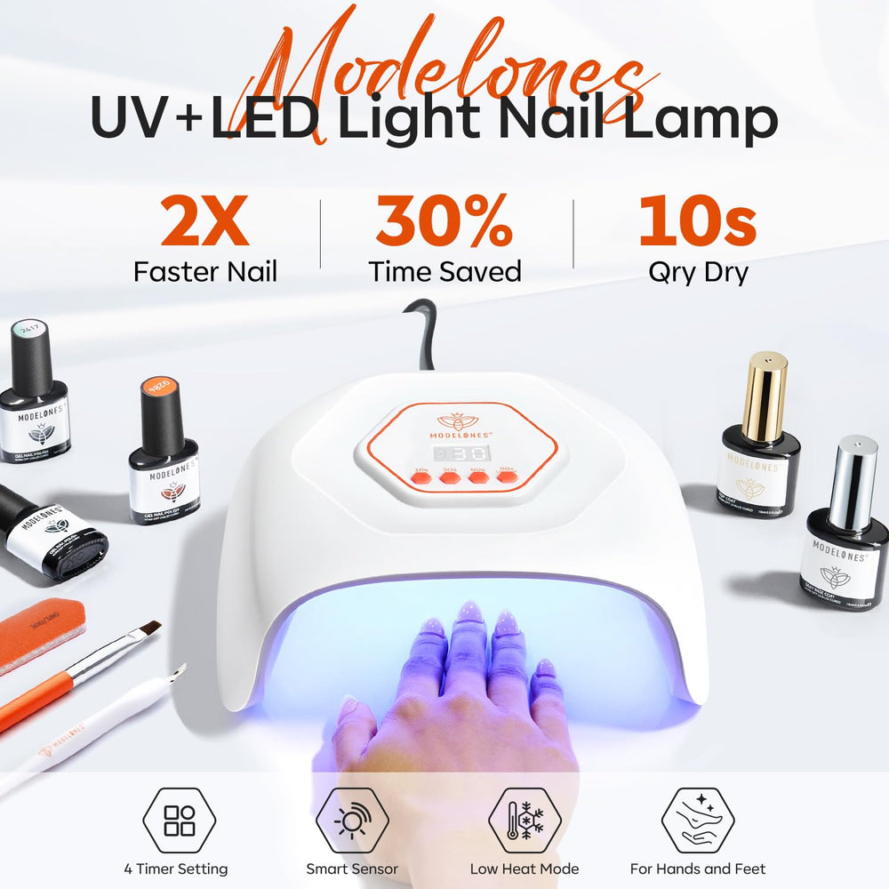 Modelones UV LED Nail Lamp safe-heat mode protects skin during curing sessions.