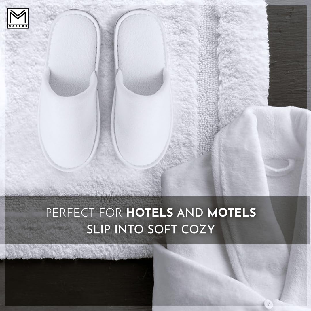 Modlux spa slippers white for weddings and bridal suites, elevating guest comfort.