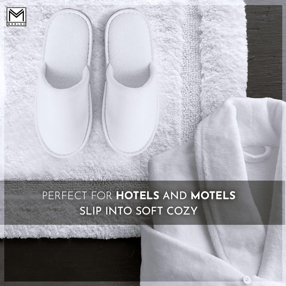 Modlux spa slippers white for weddings and bridal suites, elevating guest comfort.