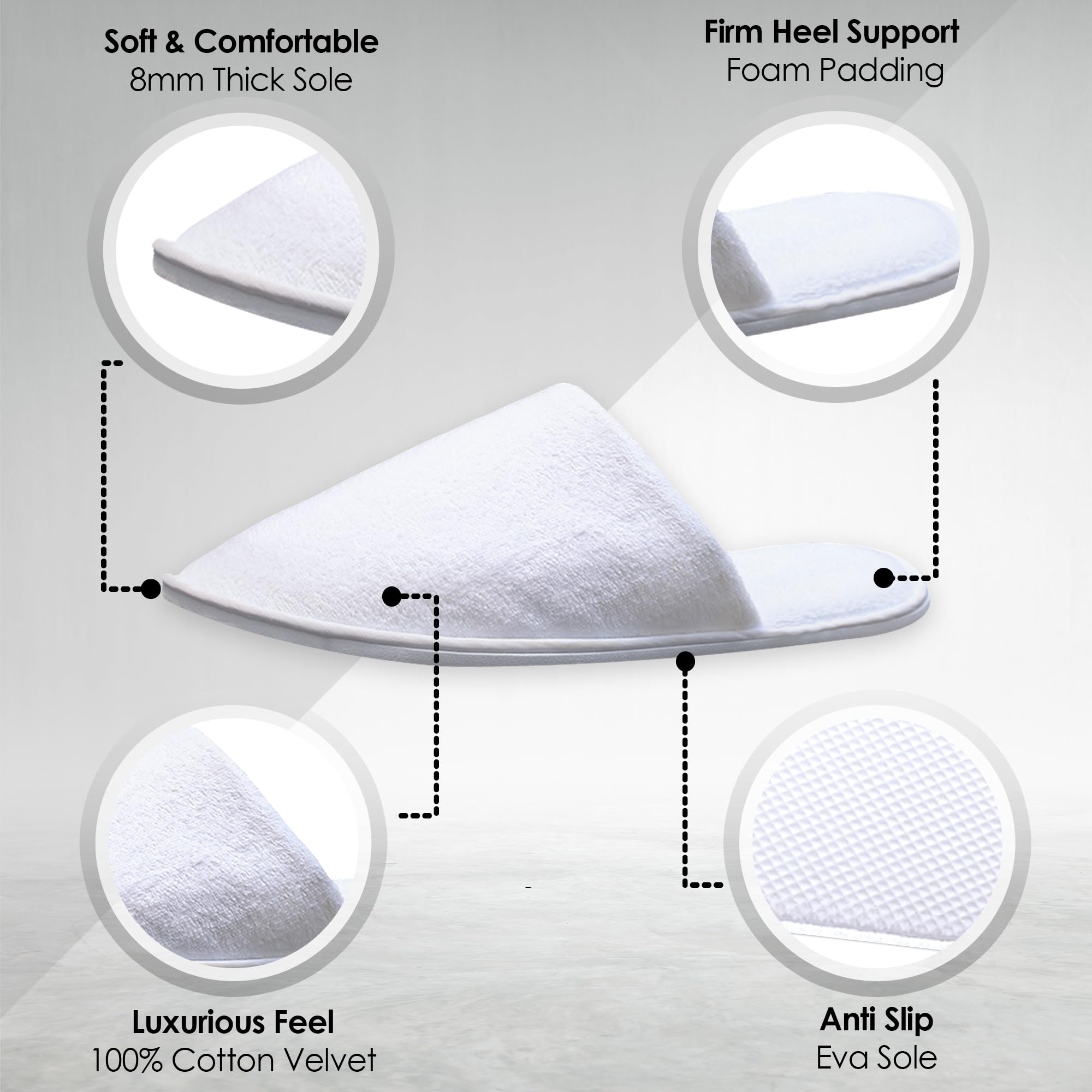 Modlux spa slippers in hotel-room setup enhance guest comfort and cleanliness.