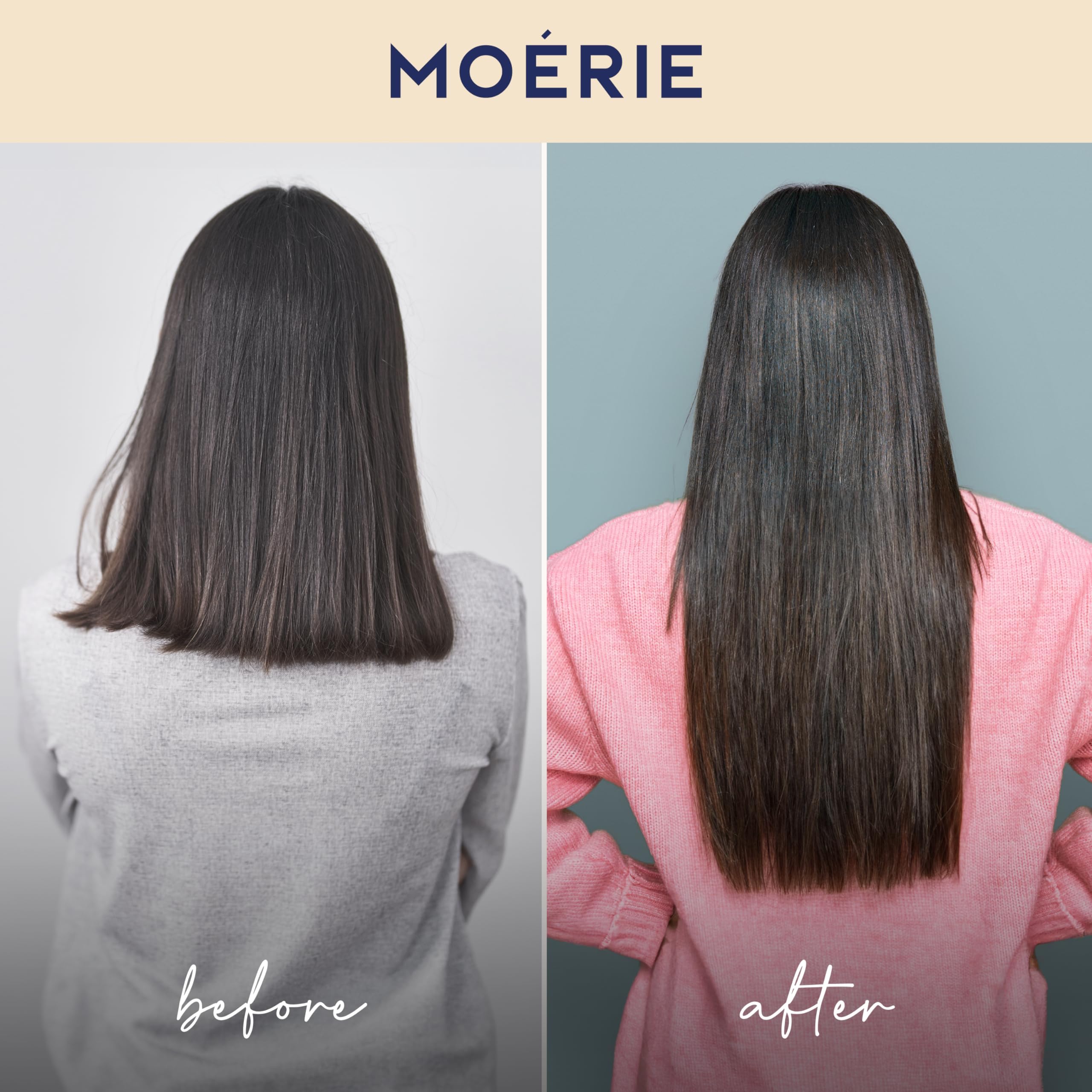 Moerie bathroom scene shows routine-ready shampoo and conditioner duo