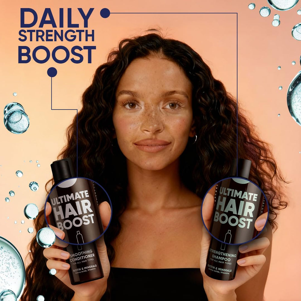 Moerie daily hair care routine setup with shampoo and conditioner.