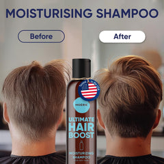 Moerie shampoo packaging box highlights paraben and silicone free claim