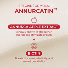 MOEV Annurcatin apple-extract image emphasizes Annurca apple benefits for scalp vitality.