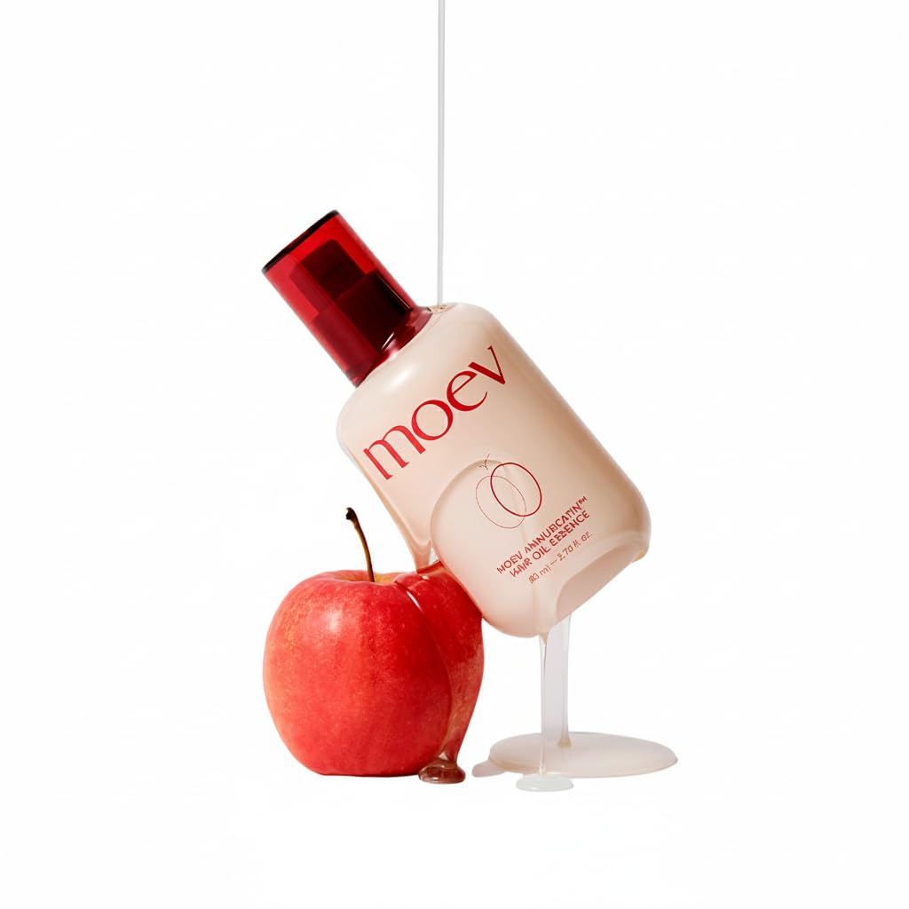 MOEV Annurcatin Hair Oil Essence bottle pour highlights shine and premium feel