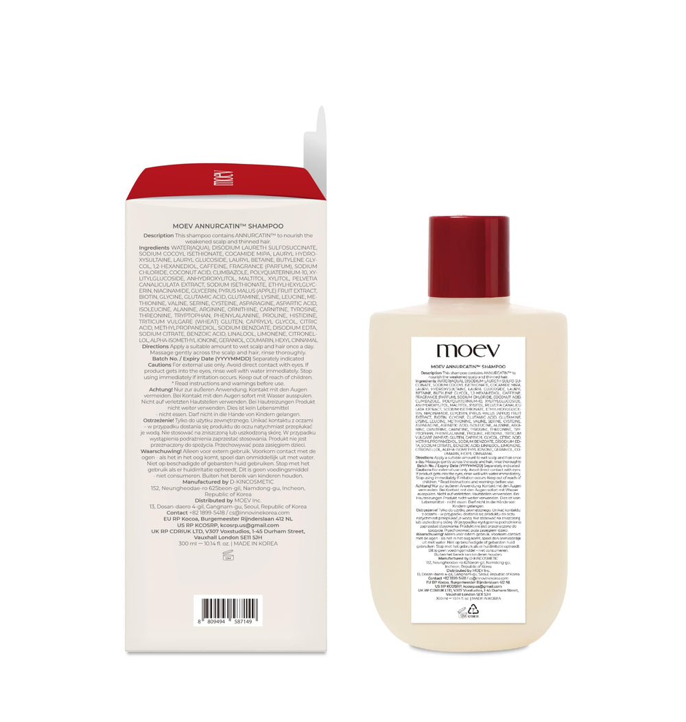 MOEV ANNURCATIN Shampoo pour highlights refreshing cleanse for scalp comfort.
