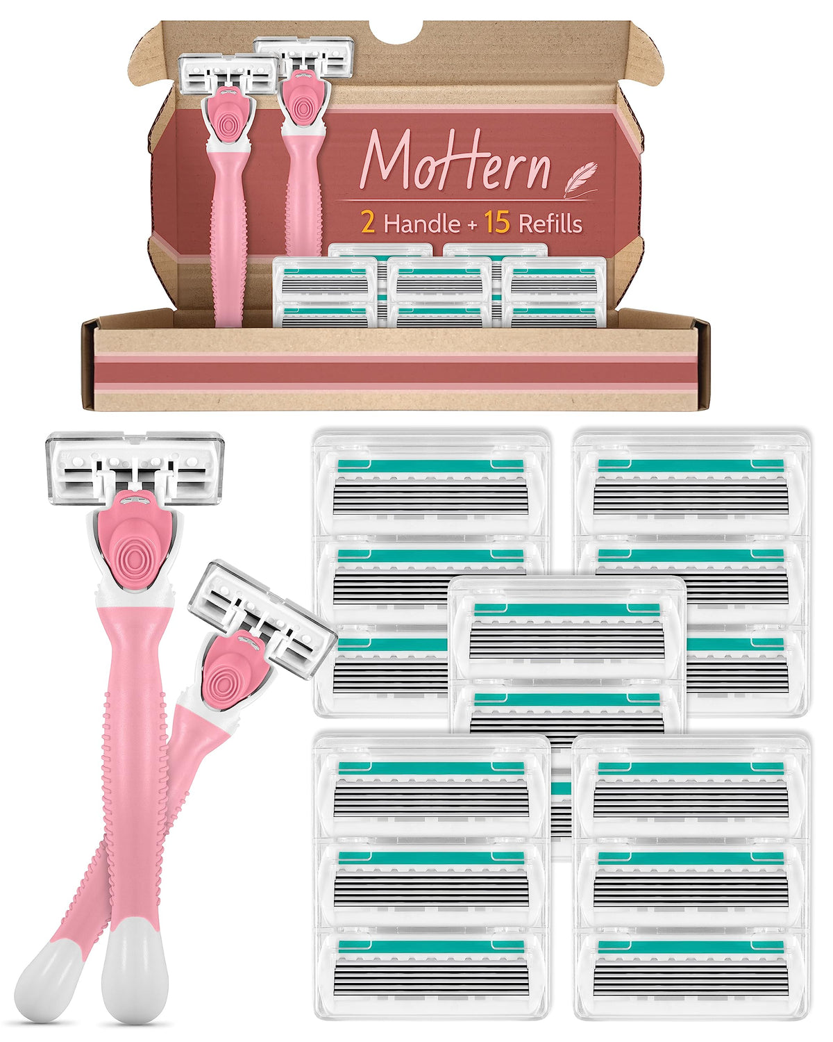 MoHern women's razor handle grip demonstrates a secure, non-slip shave.