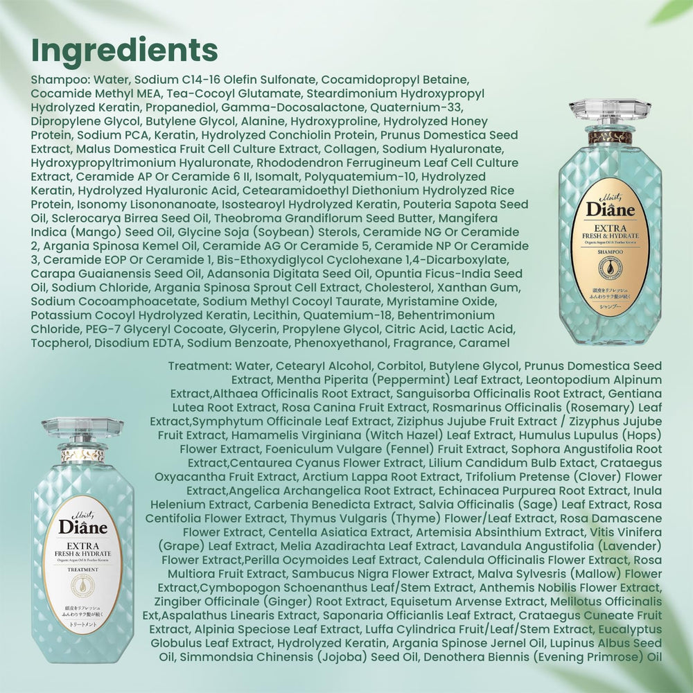 Moist Diane 30.4oz set label emphasizes value and long-lasting refreshment