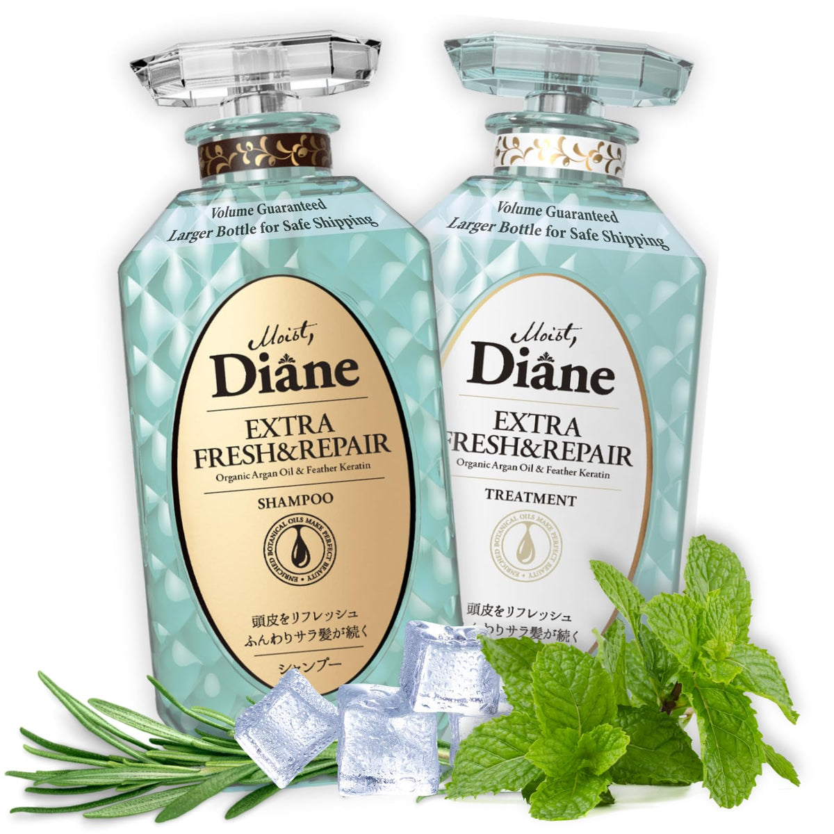 Moist Diane anti-dandruff shampoo bottle showing refreshing scalp cleanse