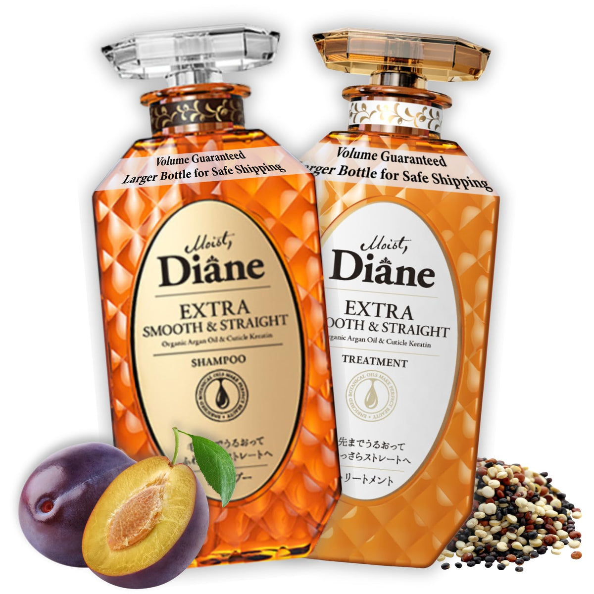 Moist Diane keratin shampoo bottle showing sleek packaging for smooth, frizz-control on home use
