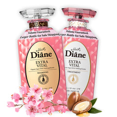 Moist Diane Keratin Shampoo bottle with a hydrating formula for scalp comfort.