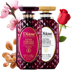 Moist Diane shampoo bottle showing hair-thickening formula for shine and lift