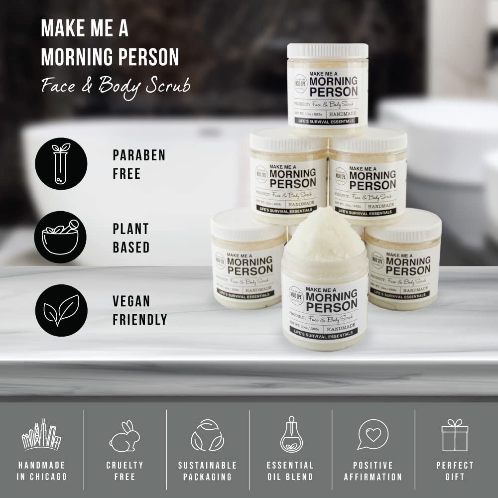 Mojo Spa Make Me a Morning Person Scrub peppermint aroma with lavender and rosemary offers refreshing experience.