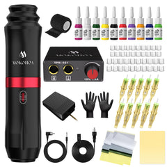 MOKOHOA tattoo gun kit with included items for beginners, ready to practice at home