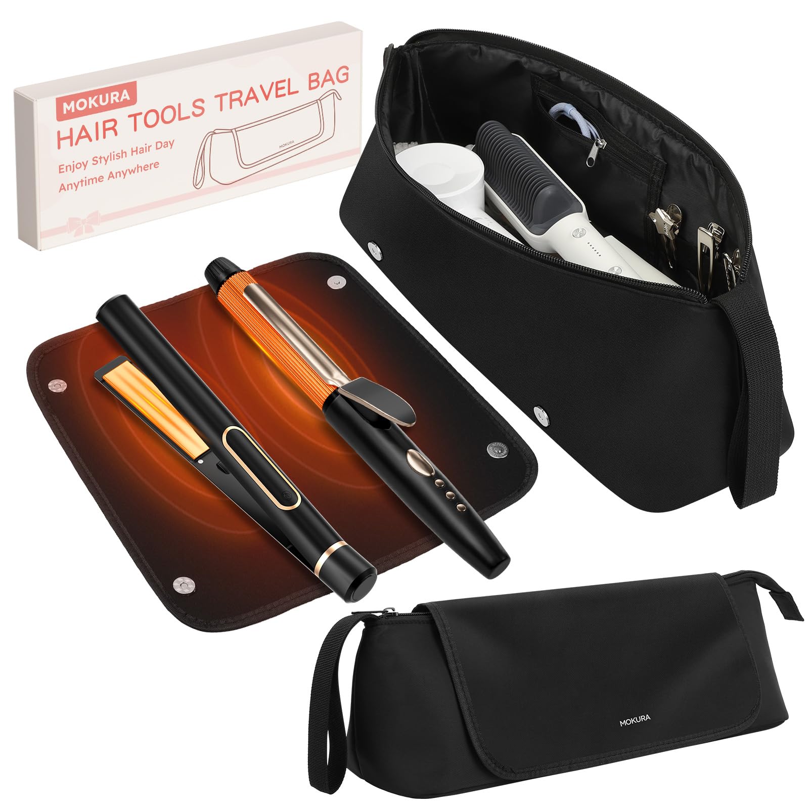 MOKURA hot hair tools travel bag with magnetic detachment for quick setup