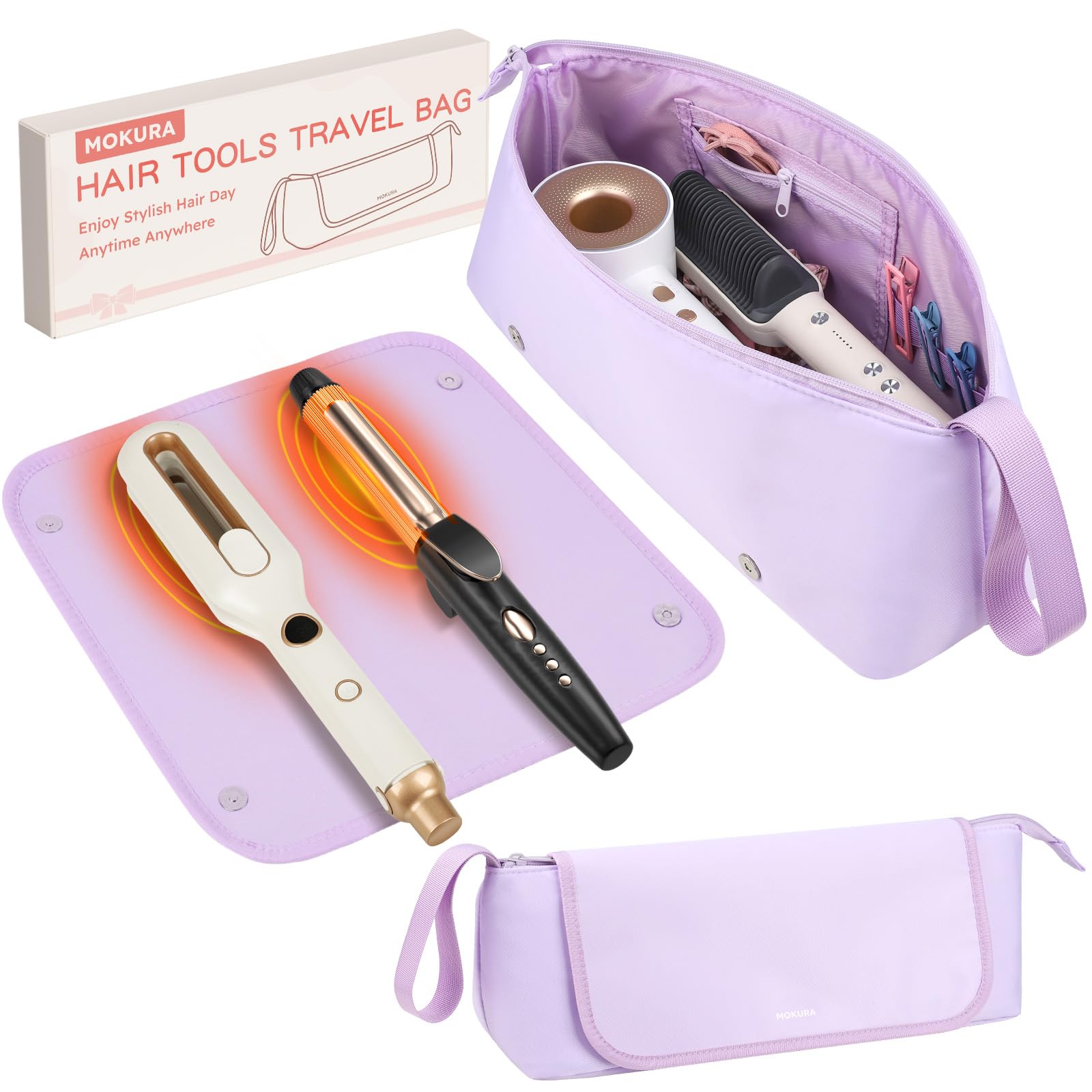 MOKURA hot tools travel bag with magnetic detachable design for quick setup and organized storage.