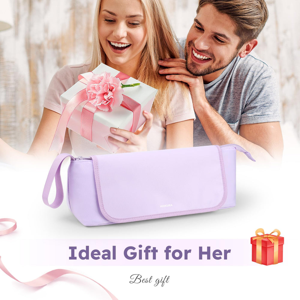 MOKURA purple tool case combines style with practical storage for on-the-go hair care.
