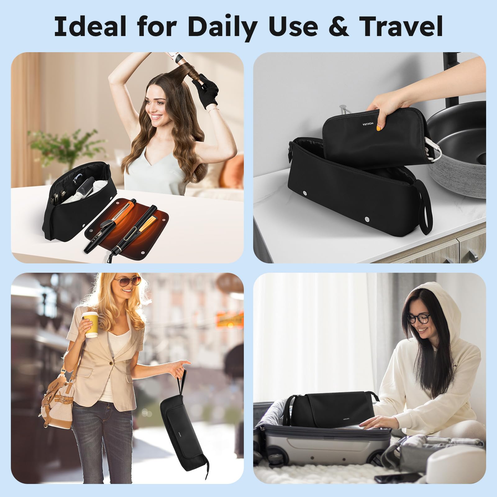 MOKURA travel bag with hand strap for portable on-the-go storage