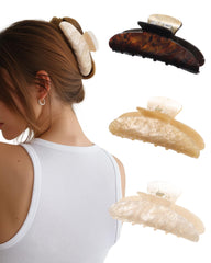 Molans 3PCS hair claw clips in a medium closeup show secure grip for all-day styling.