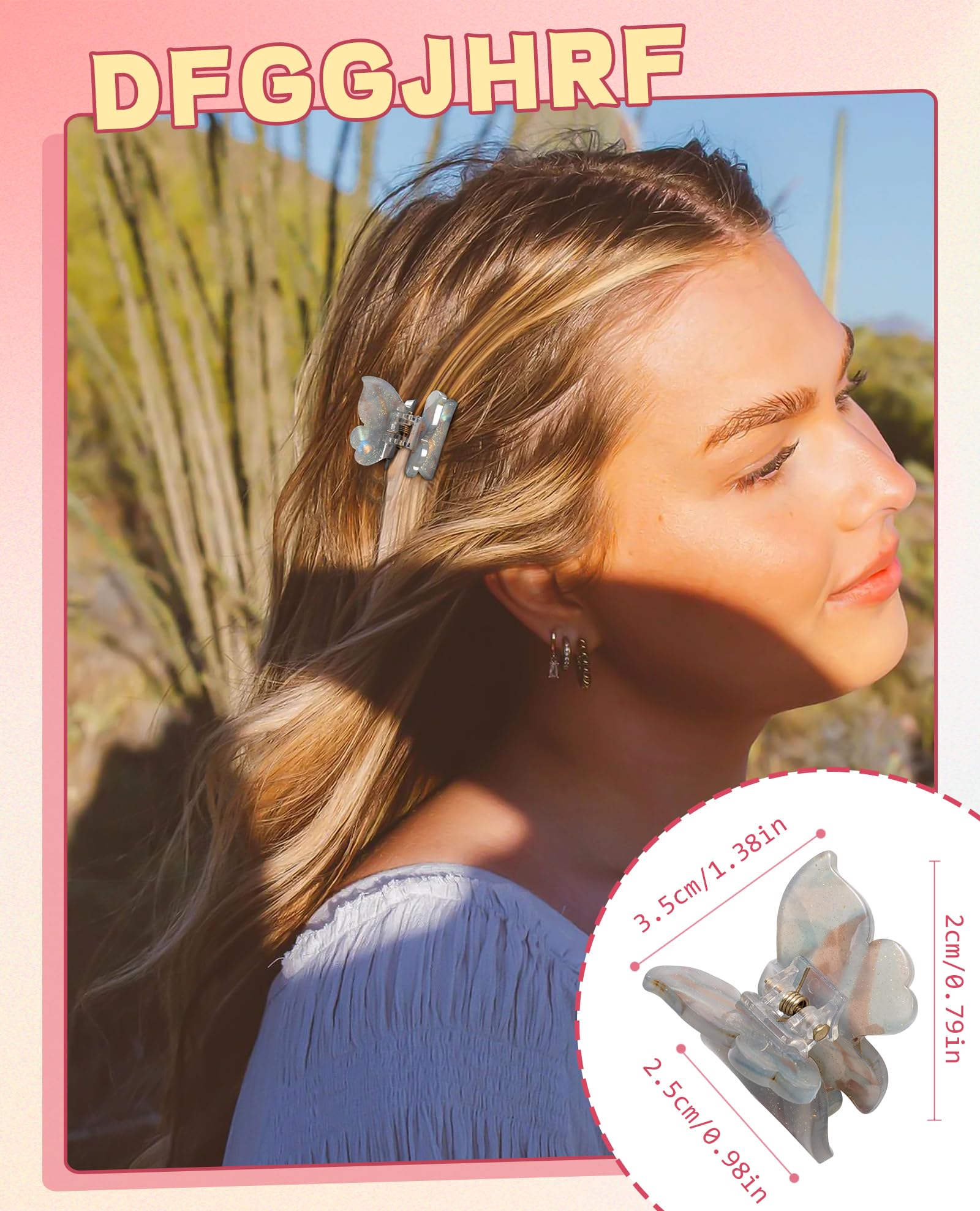 Molans sequins butterfly hair clip side view demonstrates slim profile