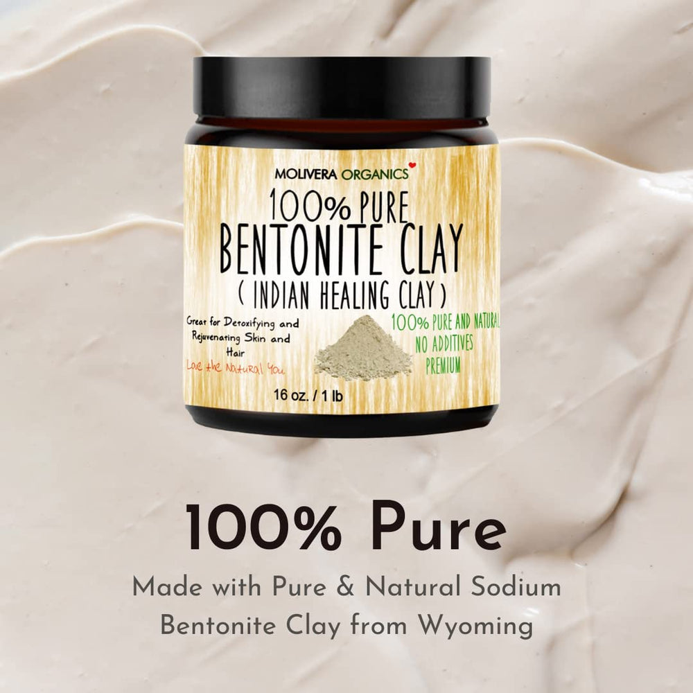 Molivera Organics bentonite clay face mask application for a refreshing facial treatment