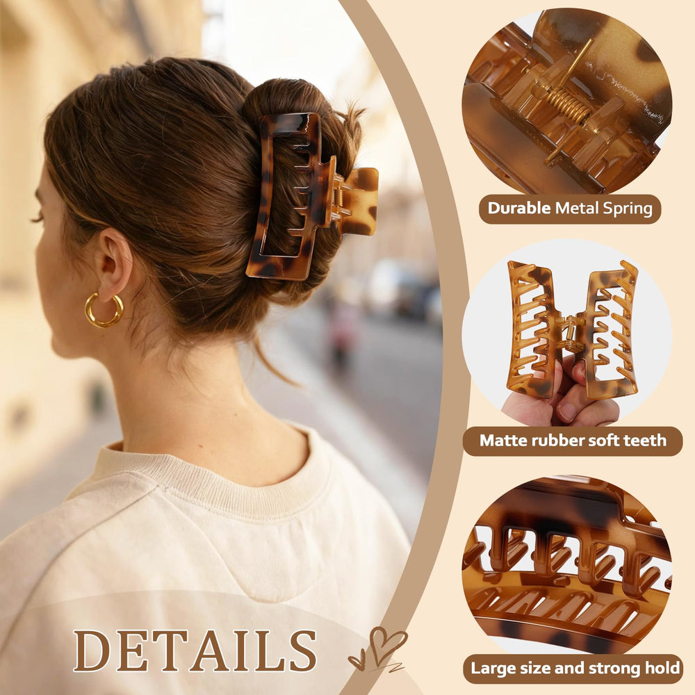 Molizummy clip rectangular tortuga oscuro, ideal para peinados duraderos.
