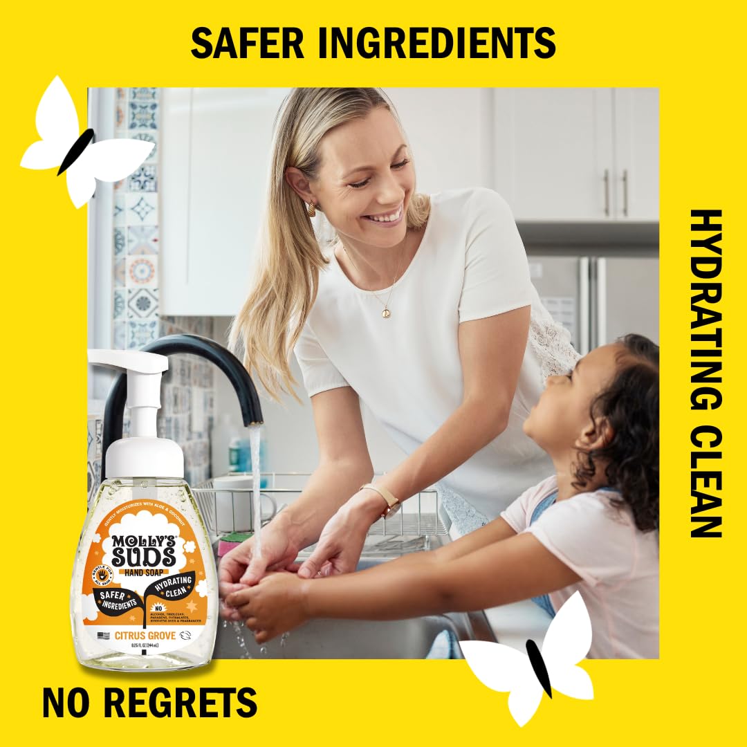 Molly's Suds foaming hand soap with aloe and coconut oil close-up