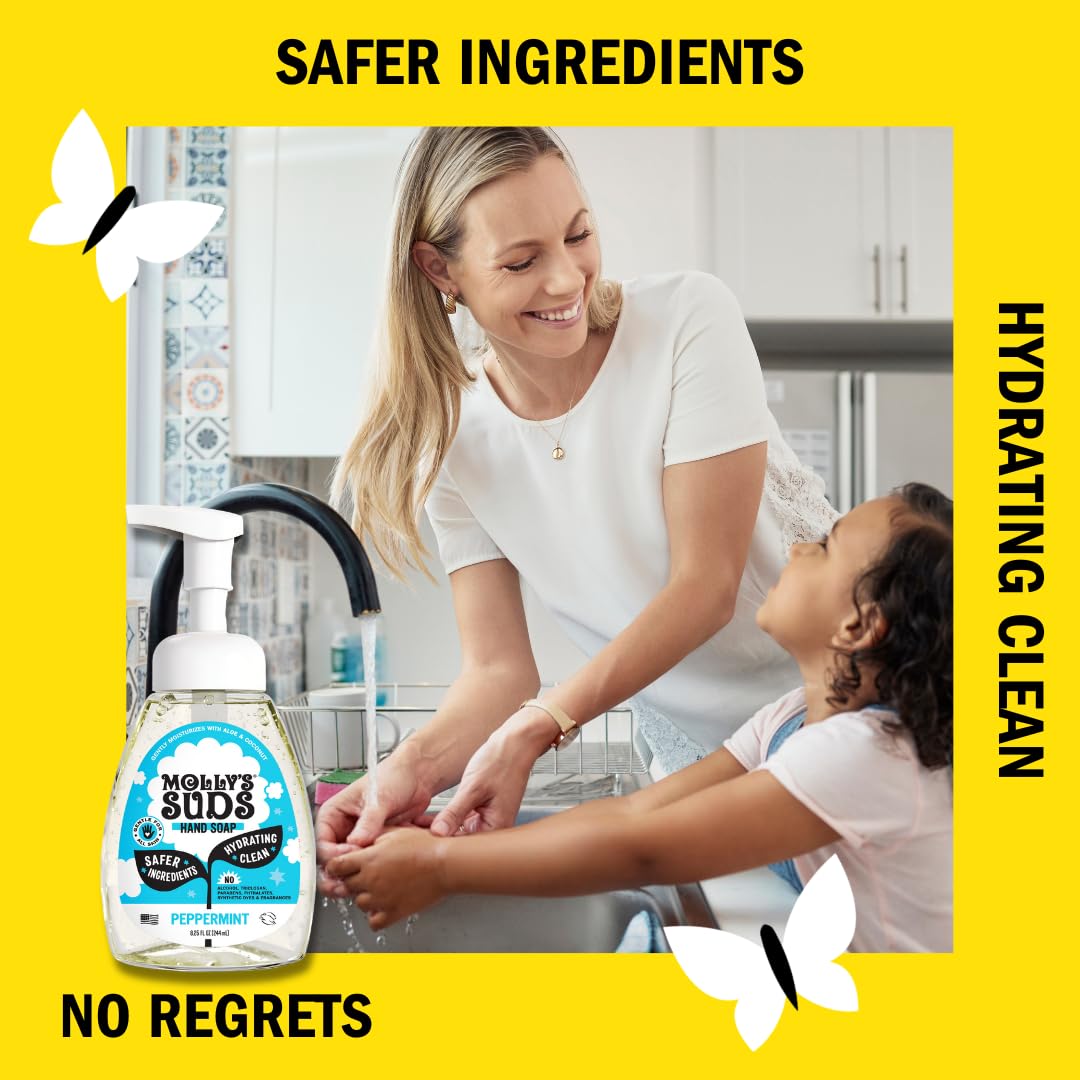 Molly's Suds peppermint-scent bottle features refreshing aroma and odor-control benefits.