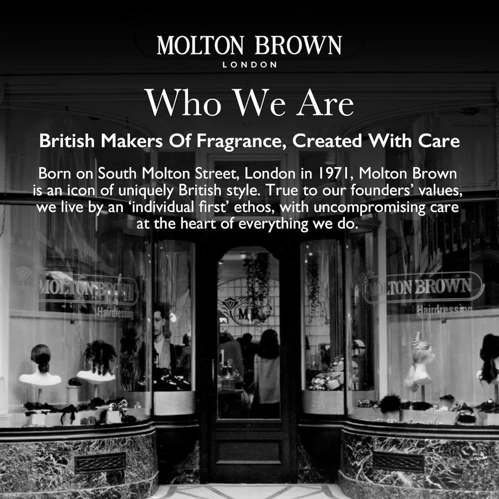 Molton Brown bottle staged in bathroom for a fragrant, spa-like ritual