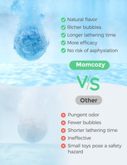 Momcozy bath bombs with jojoba oil nourish skin for softness.
