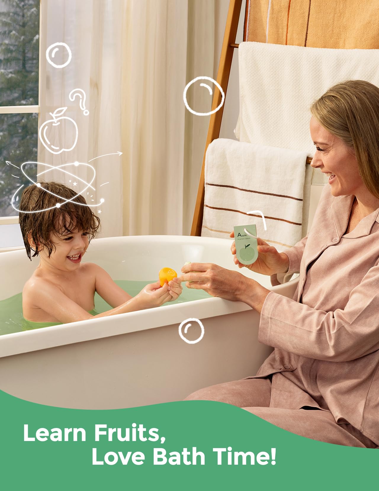 Momcozy grape-shaped bath bomb adds fruity aroma and soft bubbles during bath time.