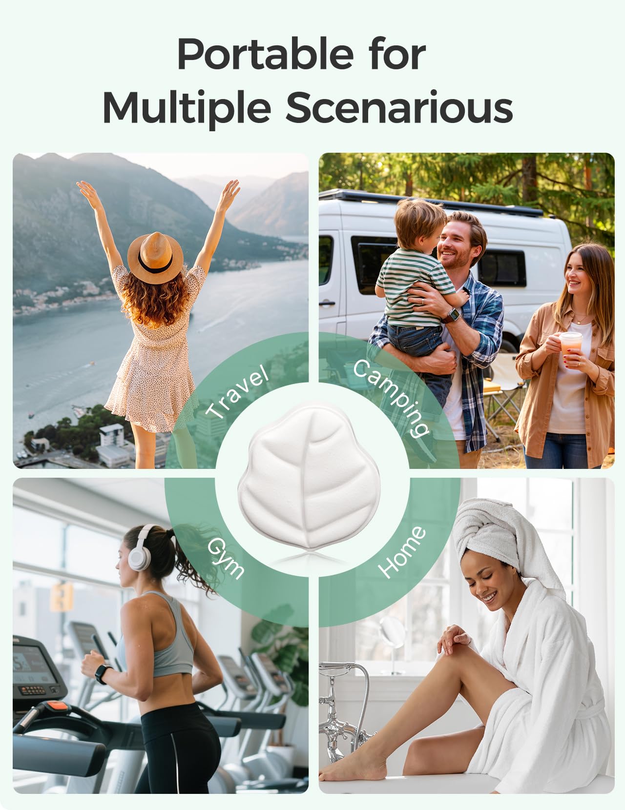 Momcozy leaf-shaped steamer creating spa-like bathroom ambiance