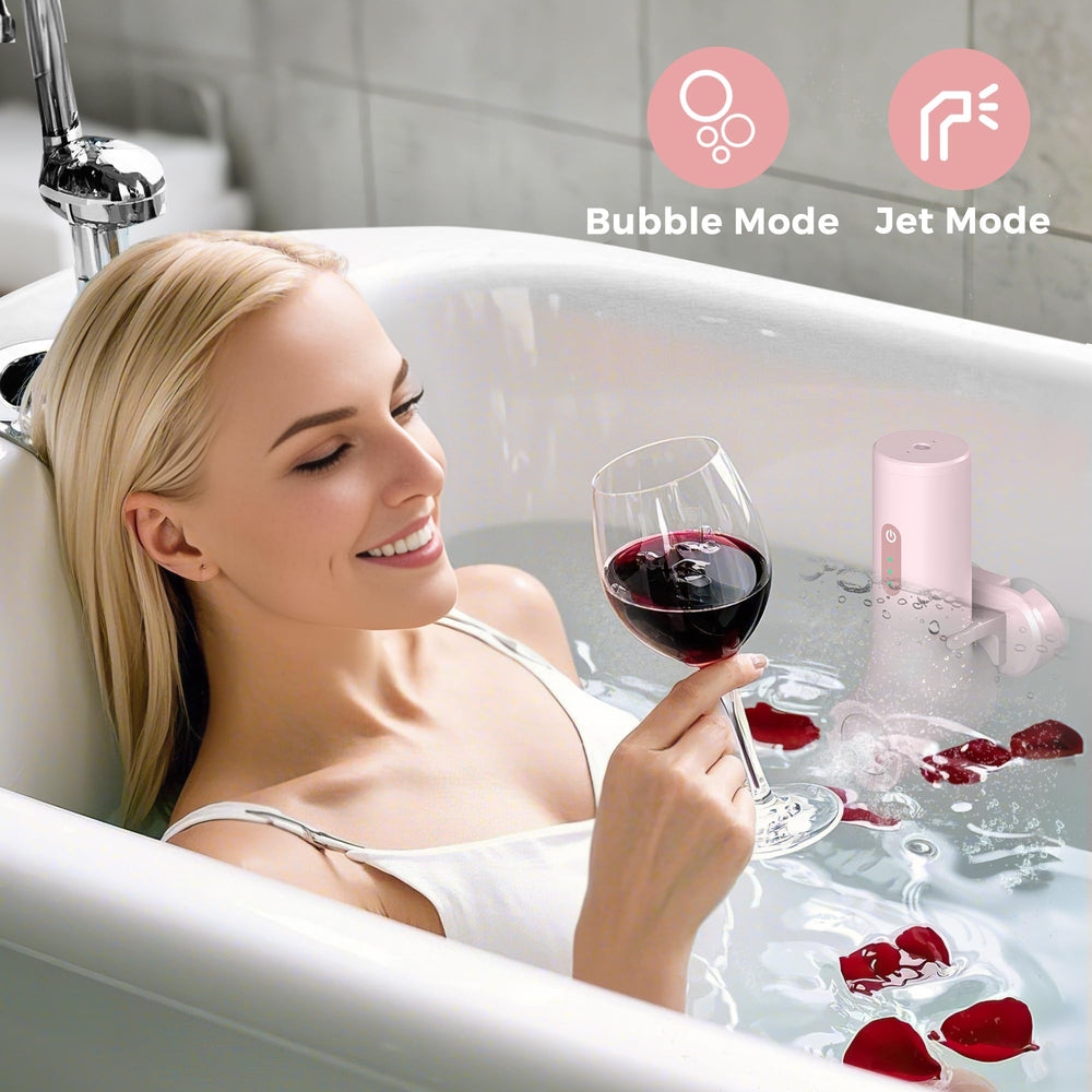 MOMFANN Bath Jet Spa bubbles massage image highlights gentle hydrotherapy for relaxing muscles.