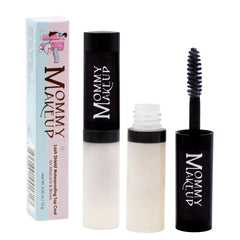 Mommy Makeup Lash Shield top coat bottle seals mascara for waterproof wear.