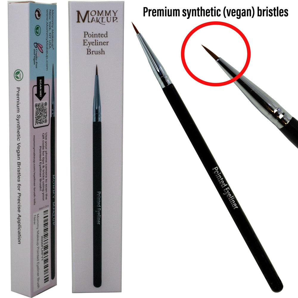 Mommy Makeup pointed eyeliner brush cruelty-free promise supports ethical beauty routines.