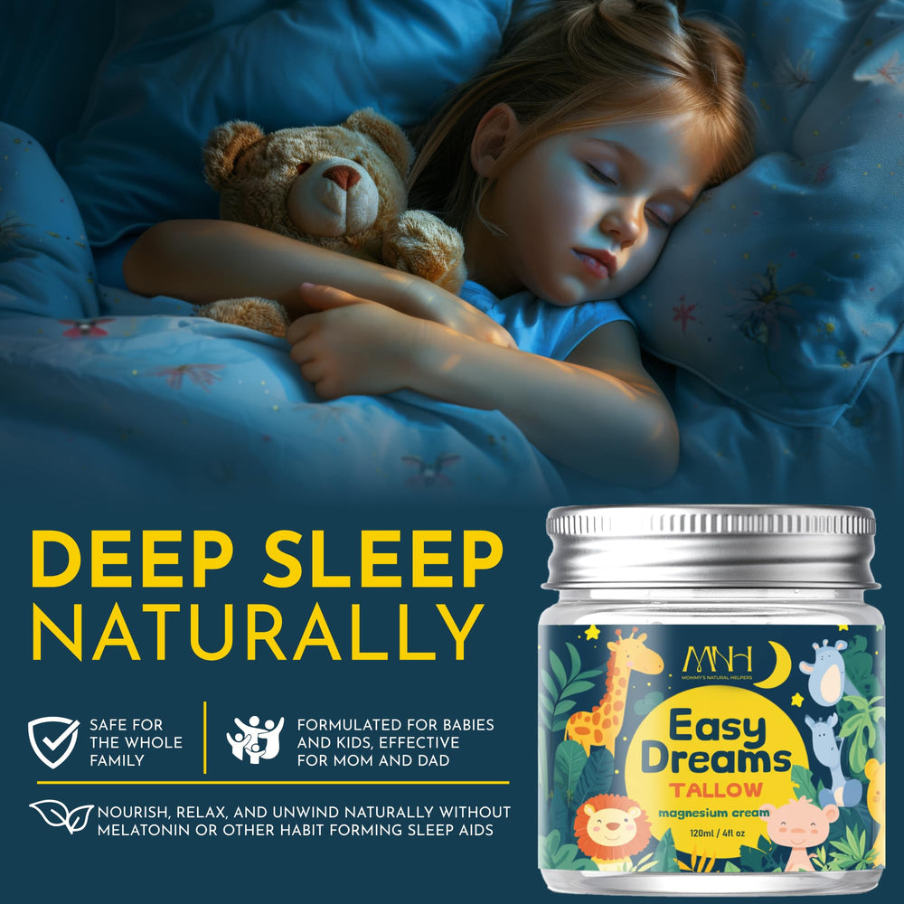 Mommy's Natural Helpers tallow-based lotion enhances magnesium absorption with skin-nourishing fatty acids.