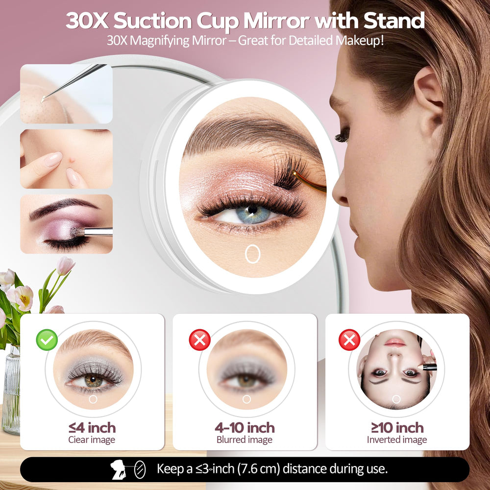 MOMOKUBA 6-inch makeup mirror with lights highlights pores for precise eyeliner.