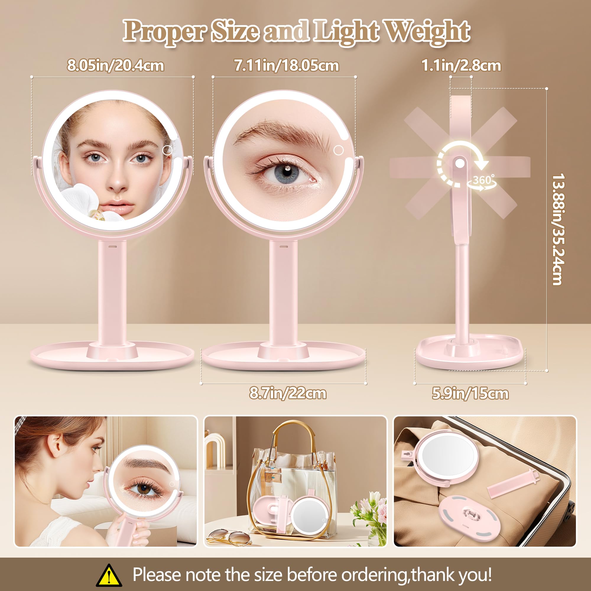 MOMOKUBA makeup mirror 1x HD view is ideal for everyday grooming.