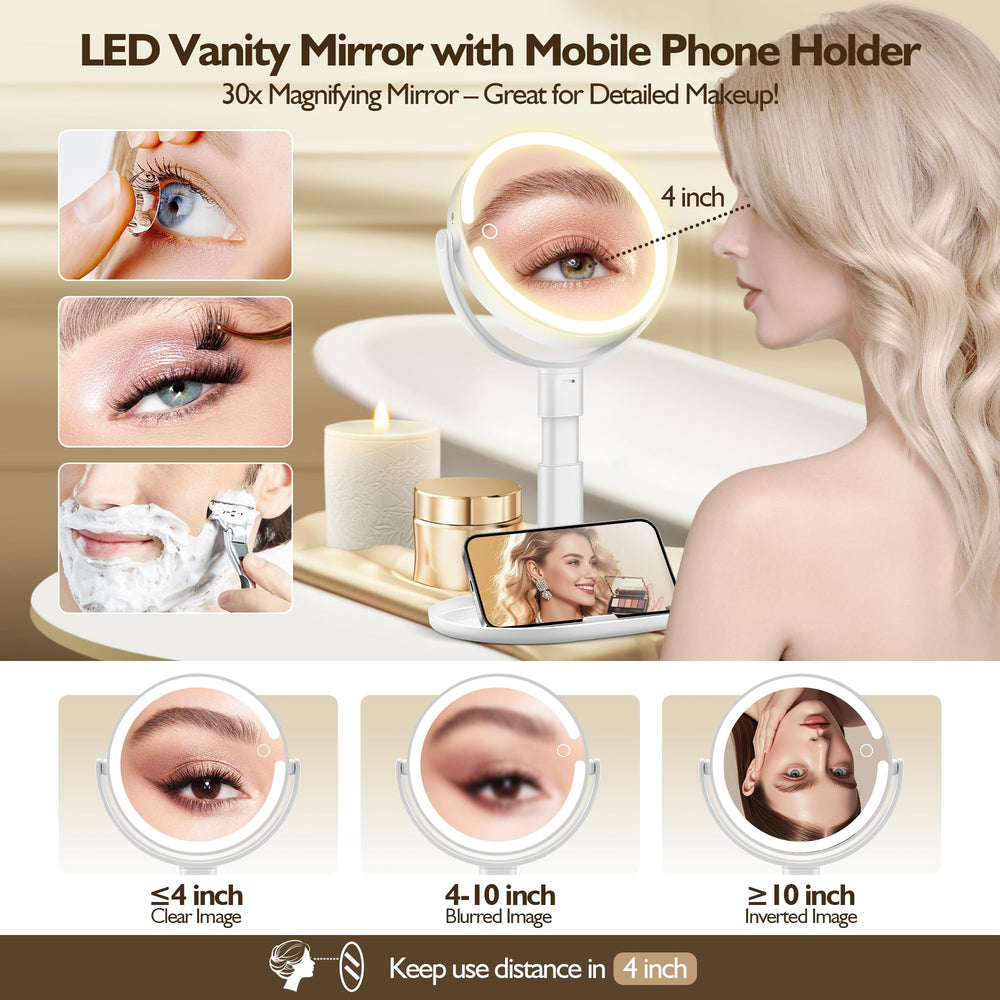 MOMOKUBA mirror with 64 LEDs offering adjustable brightness for makeup