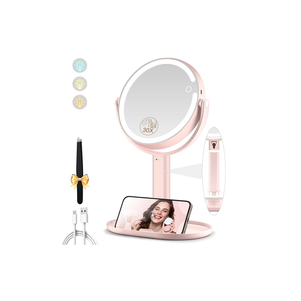 MOMOKUBA makeup mirror with lights front view provides even illumination for daily makeup.