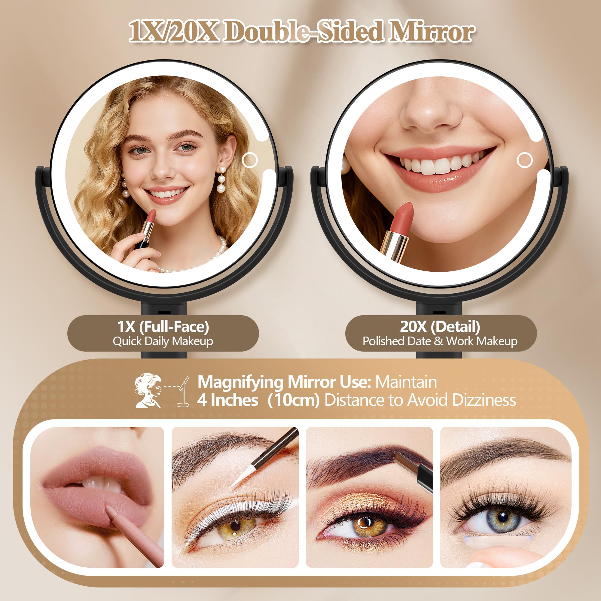 Momokuba makeup mirror rechargeable battery enables cordless use