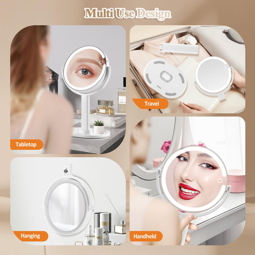 MOMOKUBA makeup mirror includes tweezers for on-the-spot grooming