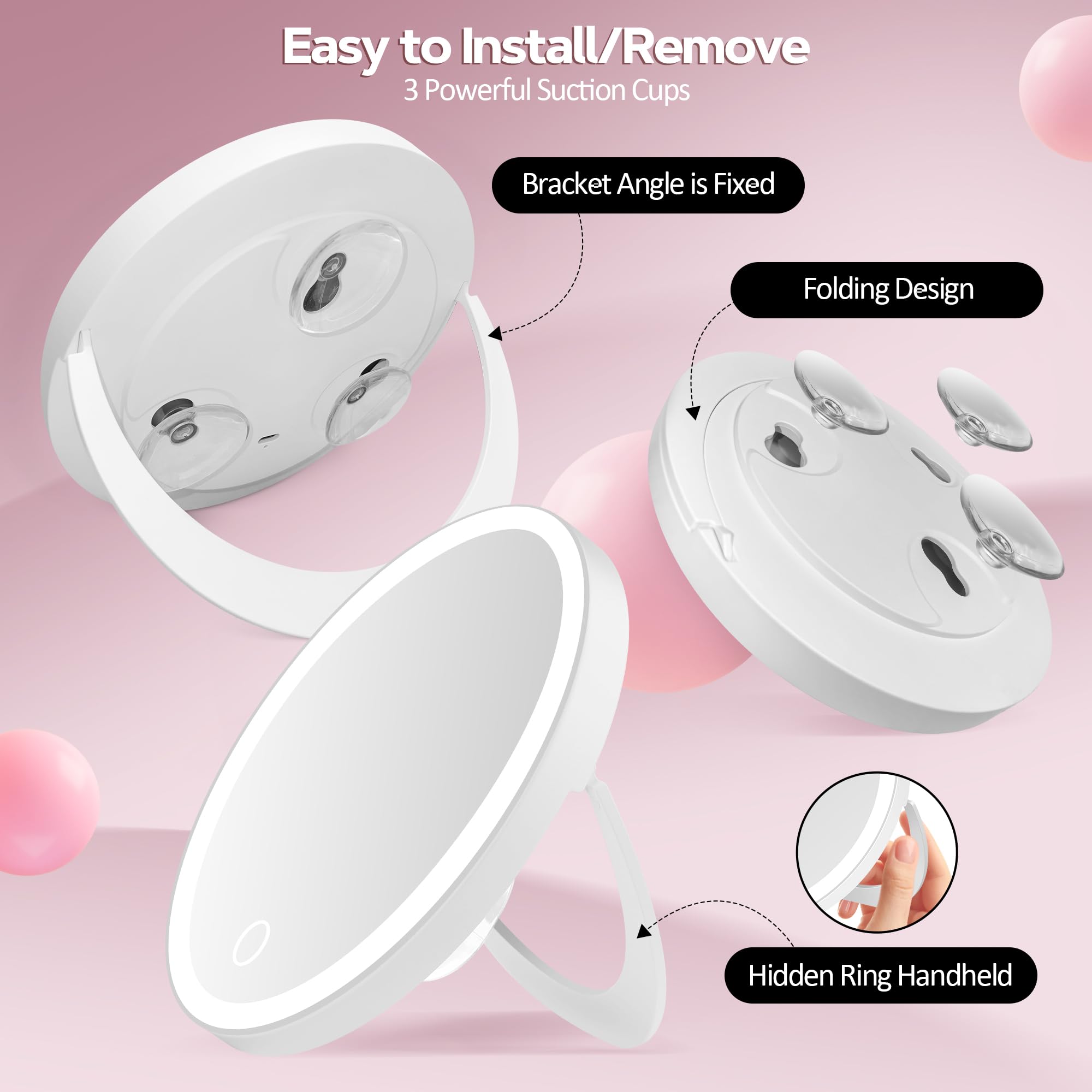 MOMOKUBA portable makeup mirror on-the-go fits travel bags and purses.