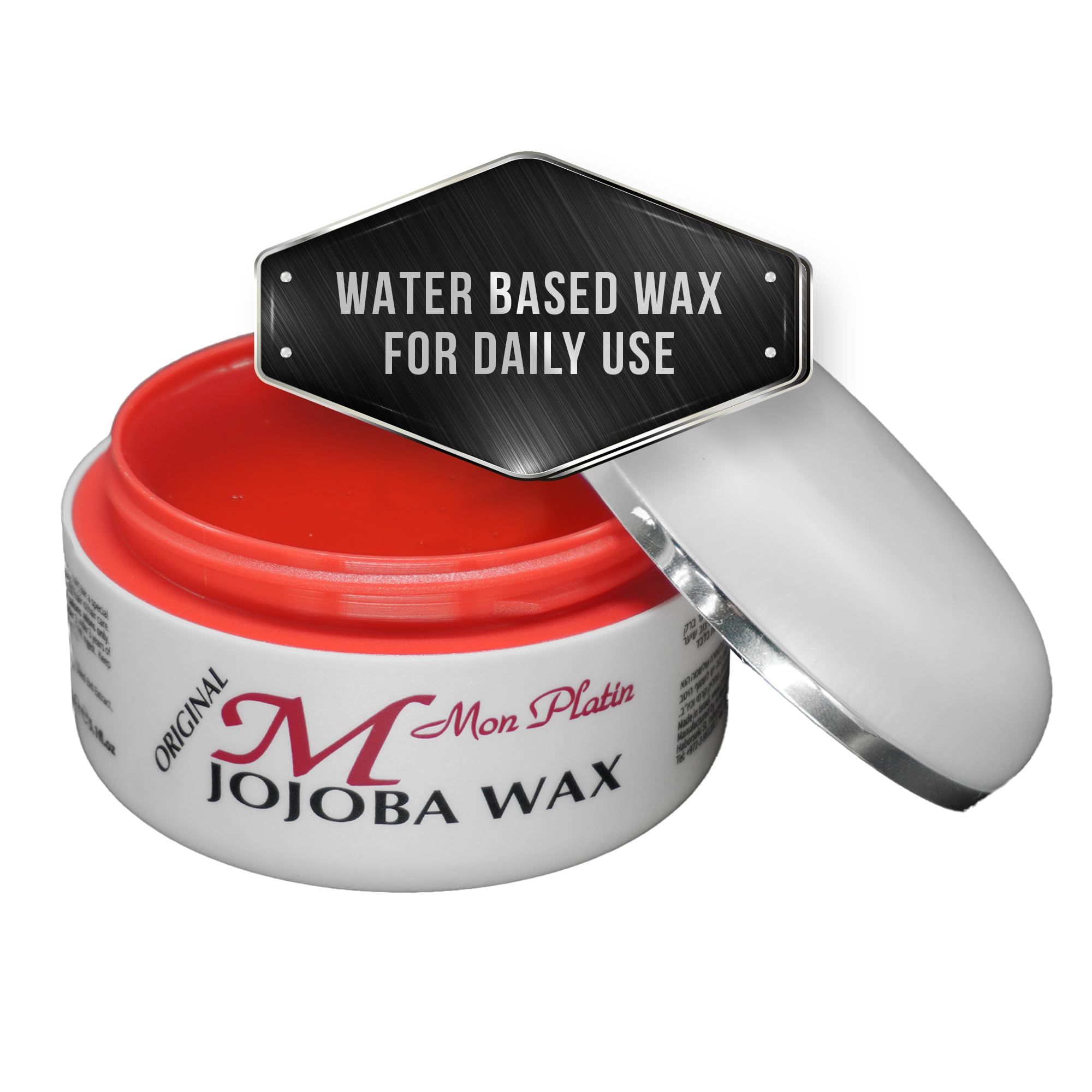 Mon Platin Professional hair wax bottle showing high shine finish for confident styling.