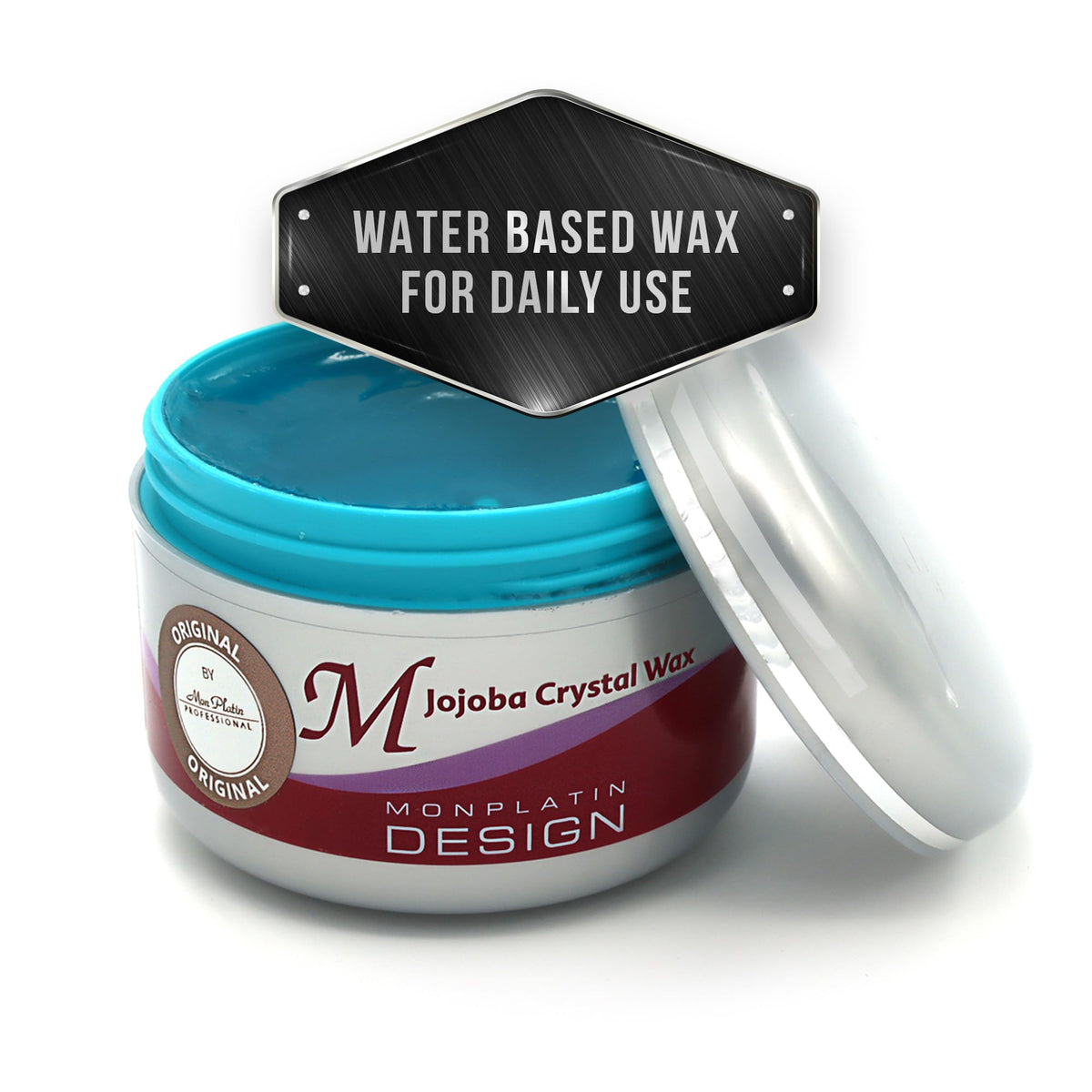 Mon Platin Professional hair wax bottle shows jojoba crystal shine for everyday style.