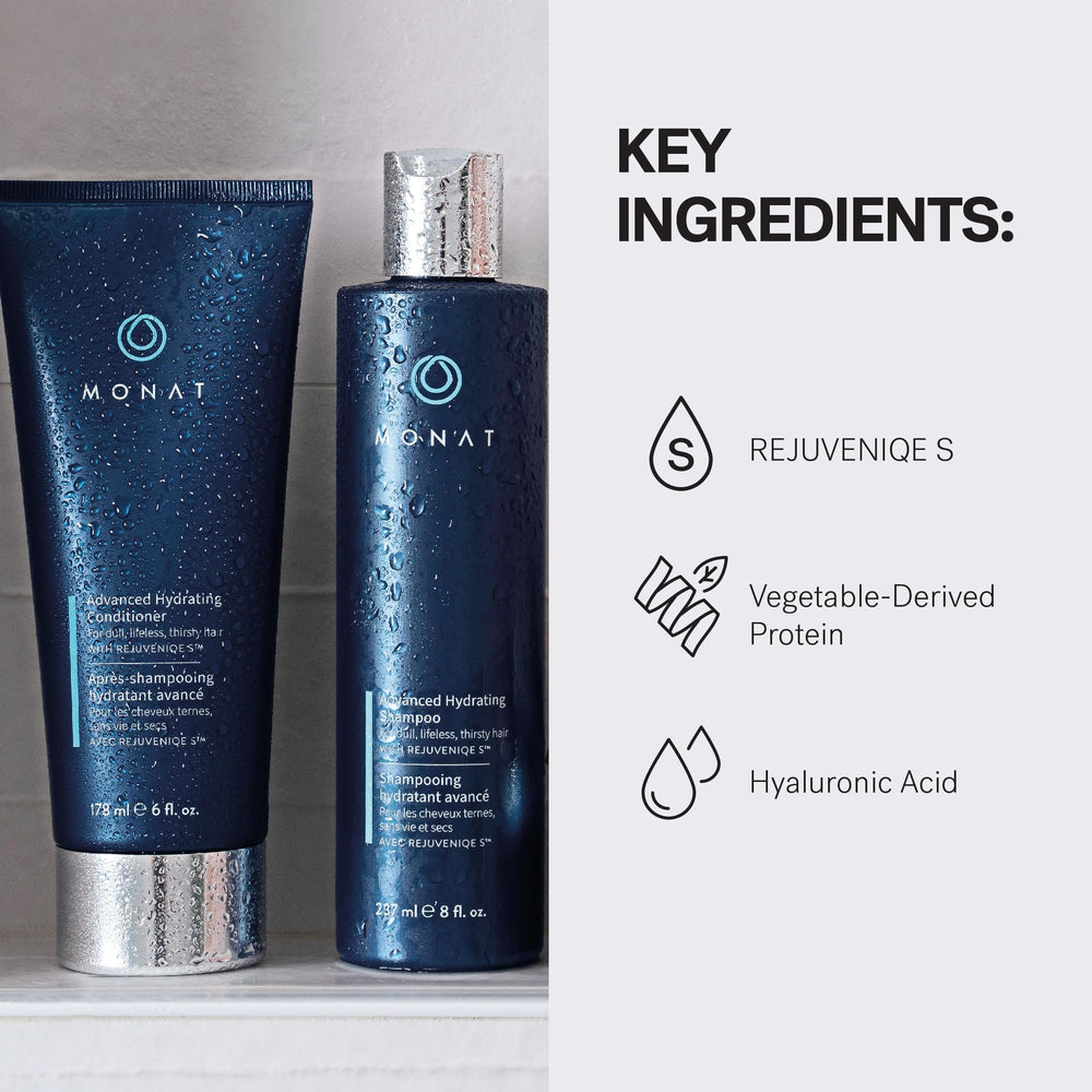 MONAT Advanced Hydration Conditioner texture close-up shows slip for detangling.