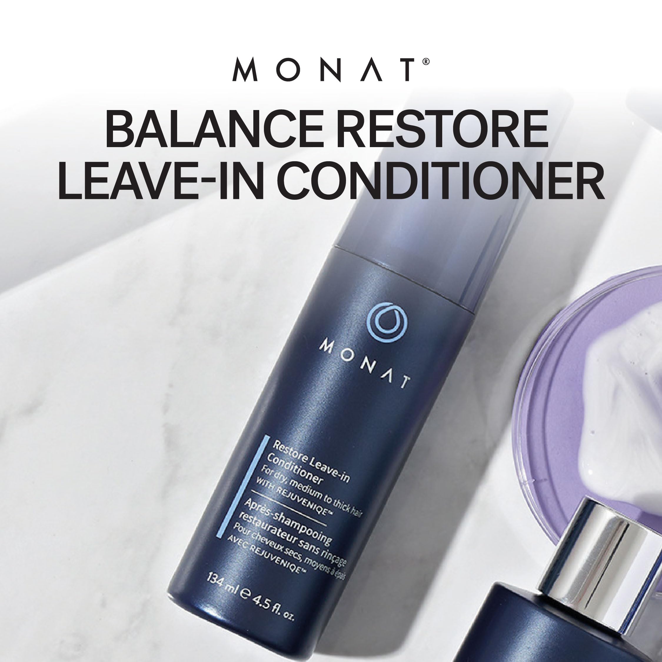 MONAT Balance Restore Leave-In hand application demonstrates smooth, even distribution